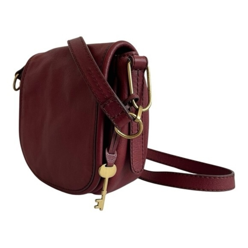 Fossil Rumi Burgundy Leather Crossbody Shoulder Bag Gold Hardware Very Good - Picture 7 of 12